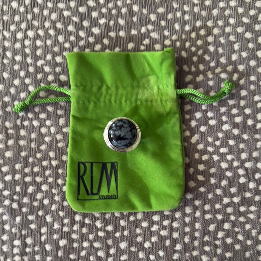 RLM Studio Silver Snowflake Obsidian Ring size 7